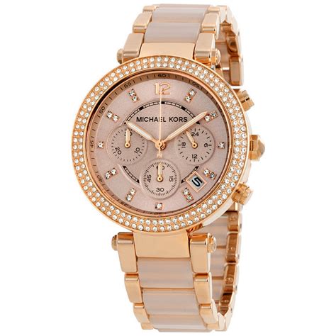 michael kors parker rose gold tone acetate watch|parker rose gold tone blush acetate.